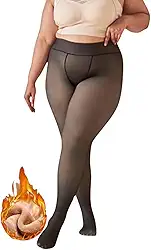 Meia Calça Feminina Plus Size Peluciada Forrada Translucida Lã Pelinho Termica Grossa Inverno Com Pé