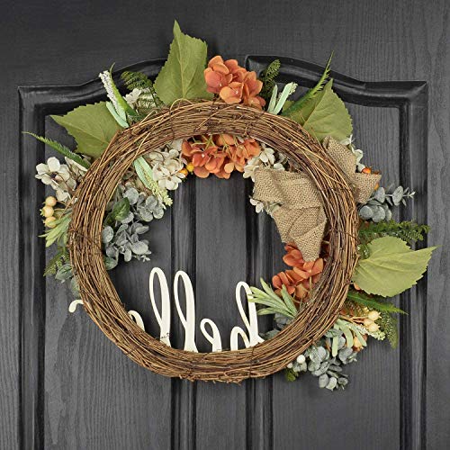 Qunwreath 18 Inch Fall Wreath, Wreath For Front Door, Hydrangea Wreath, Autumn Wreath, Hello Werath, Wreath For Fall Decor Thanksgiving Autumn Front Door Decoration #TOP4