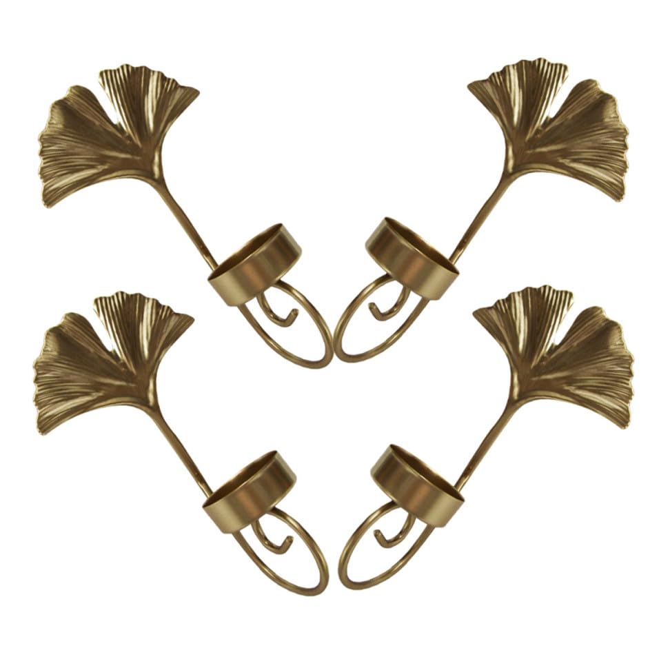 Candelabros de hierro dorados: decora sin ocupar espacio con este juego de 4 piezas