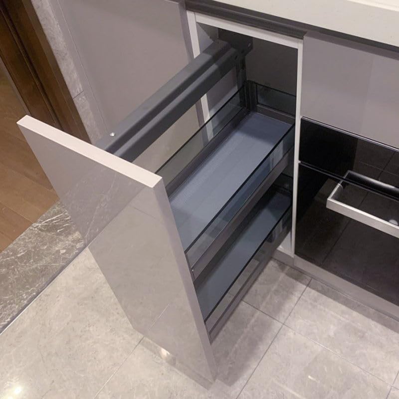 Jadespace 250mm Glass Soft-Close Bottle Pull-Out – 2-Tier Metal Organizer for Modular Kitchen Cabinets – Side-Mounted, 30kg Load Capacity 3