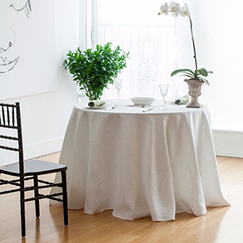 Huddleson Ivory Italian Linen Tablecloth, 80X122 Oval Luxury Made In Us #TOP1
