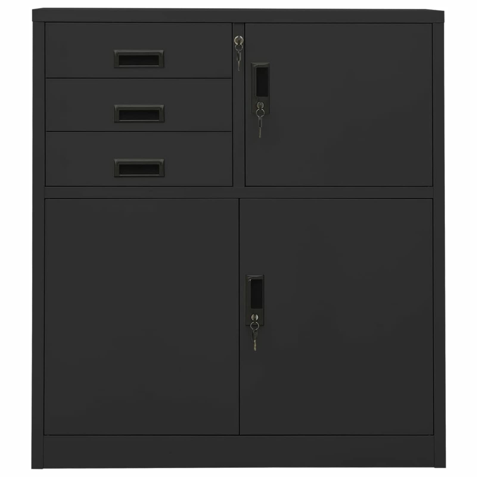 Armario de almacenamiento de oficina de metal con cerradura, armario de almacenamiento seguro en acero gris antracita, 90 x 40 x 102 cm, perfecto para espacio de trabajo y oficina en casa