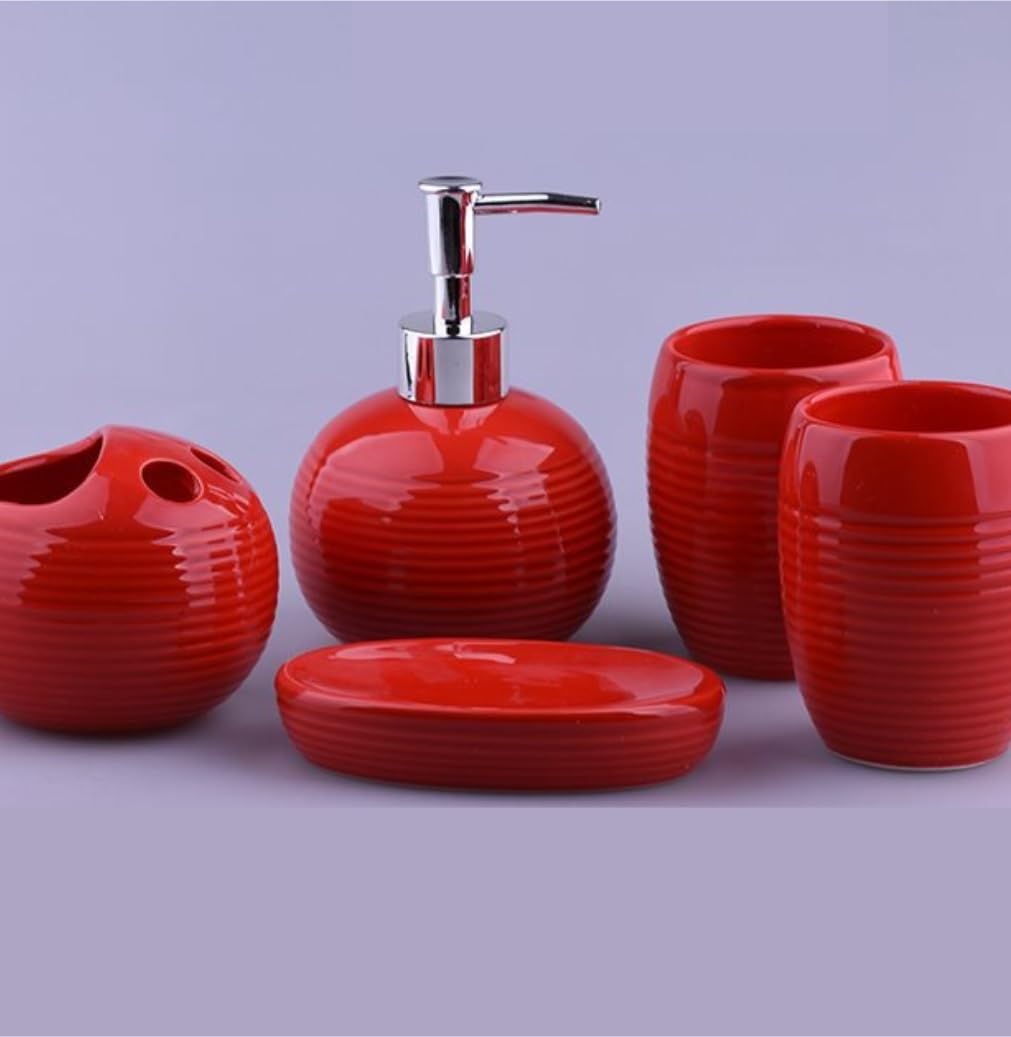 Rellenable Dispensador de jabón y loción de cerámica con Bomba para baño, Oficina, Botella de líquido Decorativa Fácil Llenado(Pink)