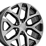 OE Wheels CV98B 22 Inch Rim Fits Silverado 1500 Snowflake Style 6x139.7 22x9 Gloss Black Machined - Hollander 5668 (1)