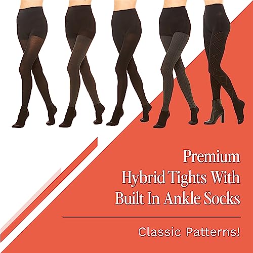 Tummy Control Top Tights With Sock Attached- Hybrid Tights & Performance Sock - Shaping Panty Hose3