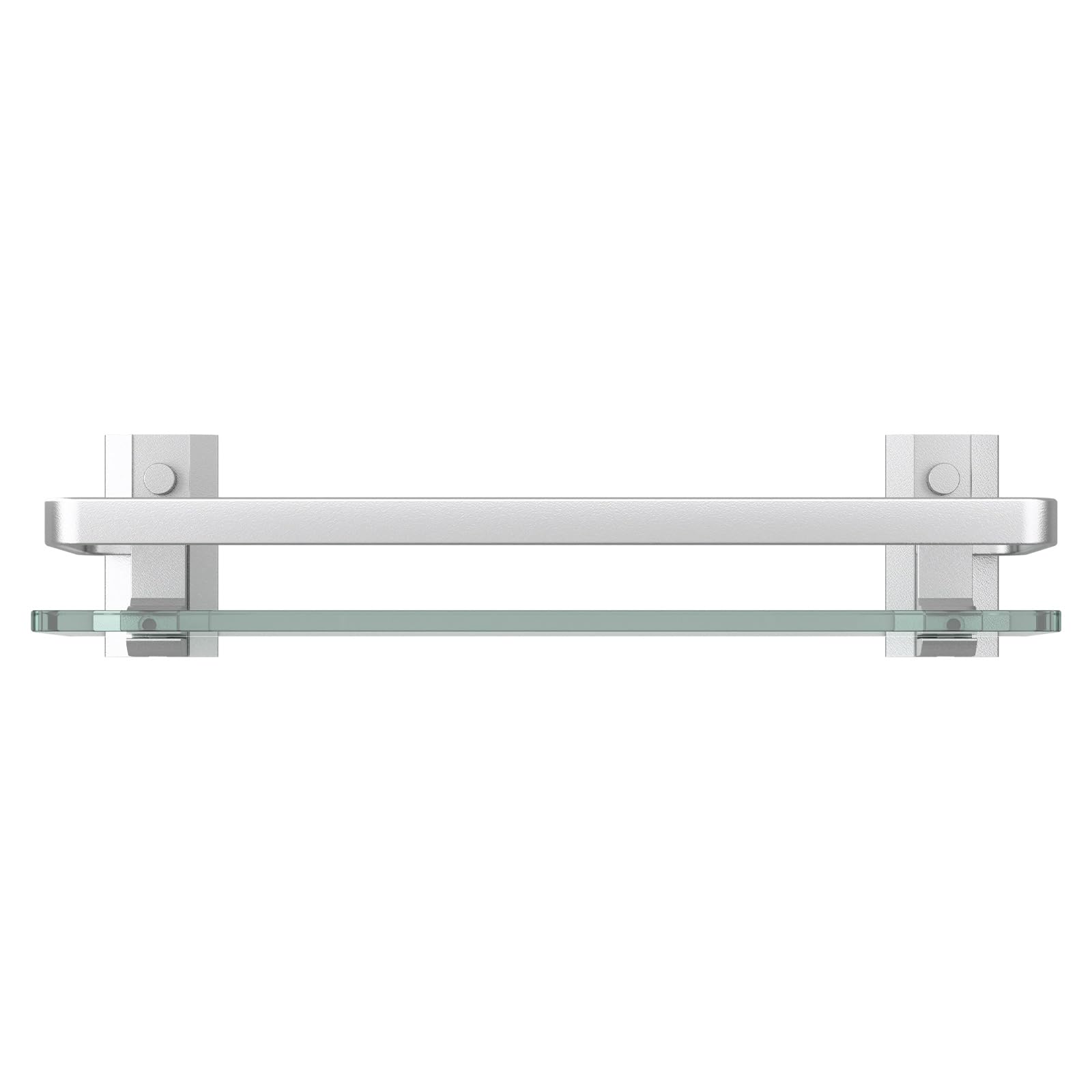 Danpoo Étagère Murale en Verre Tablette Salle de Bain,étagères murales en Verre trempé de 6 mm d'épaisseur pour Salle de Bain avec Support en Aluminium, Organiseur de shampooing, argenté