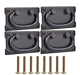 Material: Zinklegierung Vintage Antik Schrank Schublade Ring Ziehgriffe Schrank Tür Möbelgriff Dekoration (schwarz) 4 Stück, mit 8 Schrauben von 25 mm