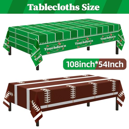 Image of Football Party Decorations,2 Pack Football Tablecloth Disposable Plastic Tablecloth 54 inch x 108 inch,Football Birthday Party Decor,Football Table Cloth for Rectangle Tables,Football Party Supplies for Home