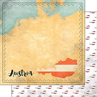 Scrapbook Customs 39268 Austria Map Sights 12 Inch x 12 Inch Double-Sided Scrapbook Paper - 1 Sheet