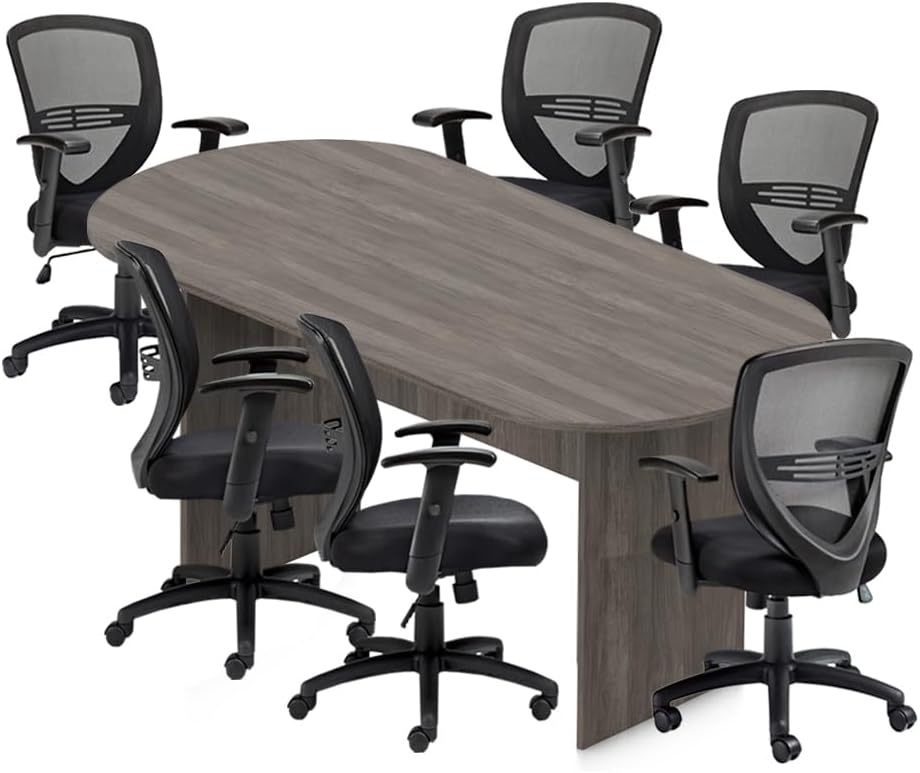 GOF 6FT, 8FT, 10FT Conference Table & Chair (G11320B) Set, Dark Cherry, Espresso, Artisan Gery, Mahogany, Walnut (8ft Table Only, Artisan Grey)