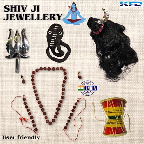 Image of Kaku Fancy Dresses Shiv Jewellery for Boy| Lord Shiv Costume Accessories with Damru for Kids | Shivji Fancy Dress Jewellery for Shivleela Play & Stage Shows