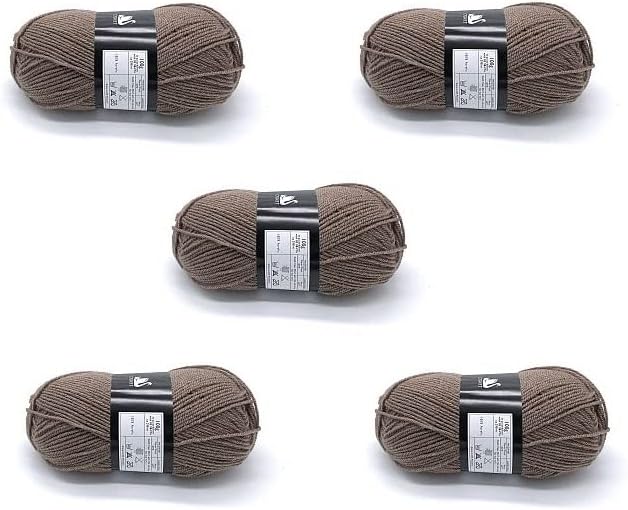 Pack of 5 x 100g Balls Brown Cygnet Double Knitting Wool - Latte