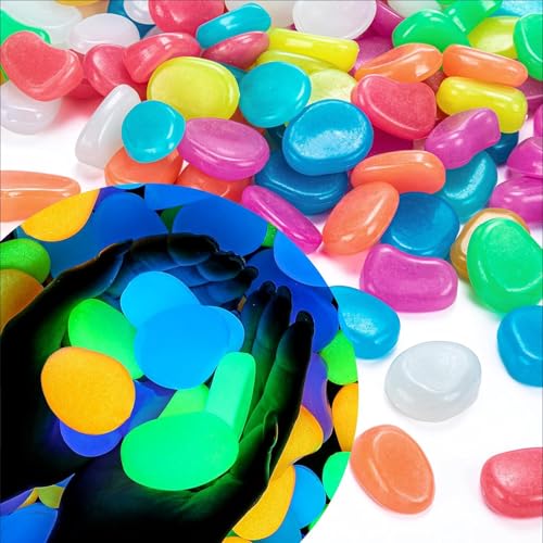 Galets phosphorescents 4,5 cm de couleur aléatoire pour jardin et aquarium (500 pièces)