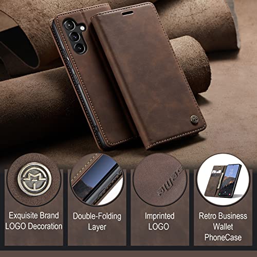 Cracedily for Samsung Galaxy A54 5G Case, Flip Wallet Leather Case with Card Holder Magnetic Closure Shockproof Kickstand Protective Phone Cases Cover for Galaxy A54 6.4 Inch,Coffee - image 6