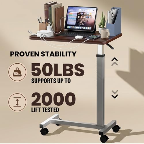 WOTURE Pneumatic Adjustable Overbed Bedside Table with Wheels $38.99 AC - image 5