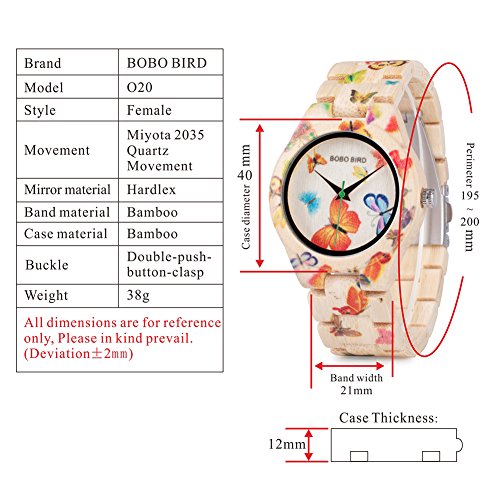 Bobo Bird Women's Bamboo Watch Butterfly Engraved Handmade Wooden Casual Watches #TOP1