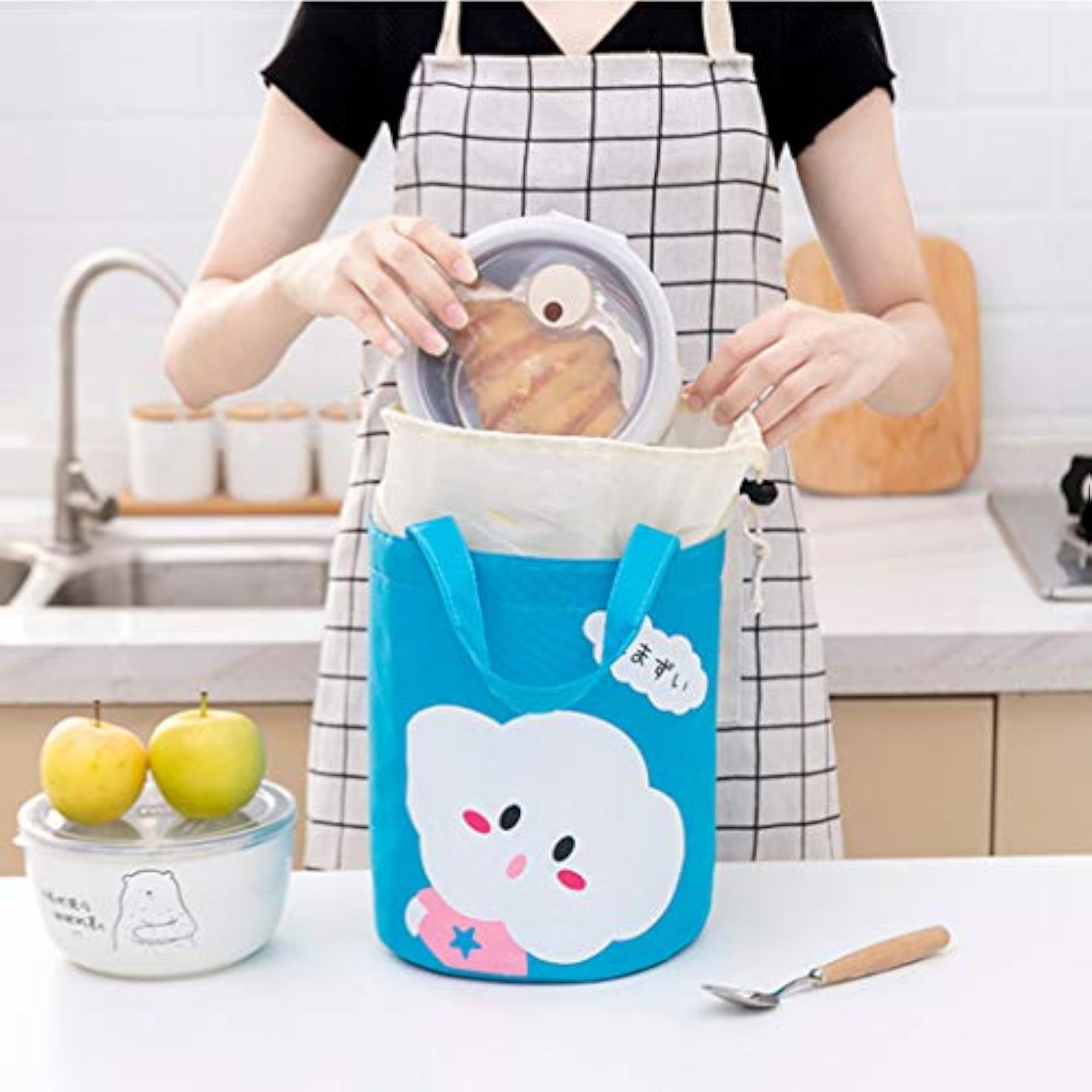 Cute Cloud Design Picnic Tote Bag, Insulated for Lunch