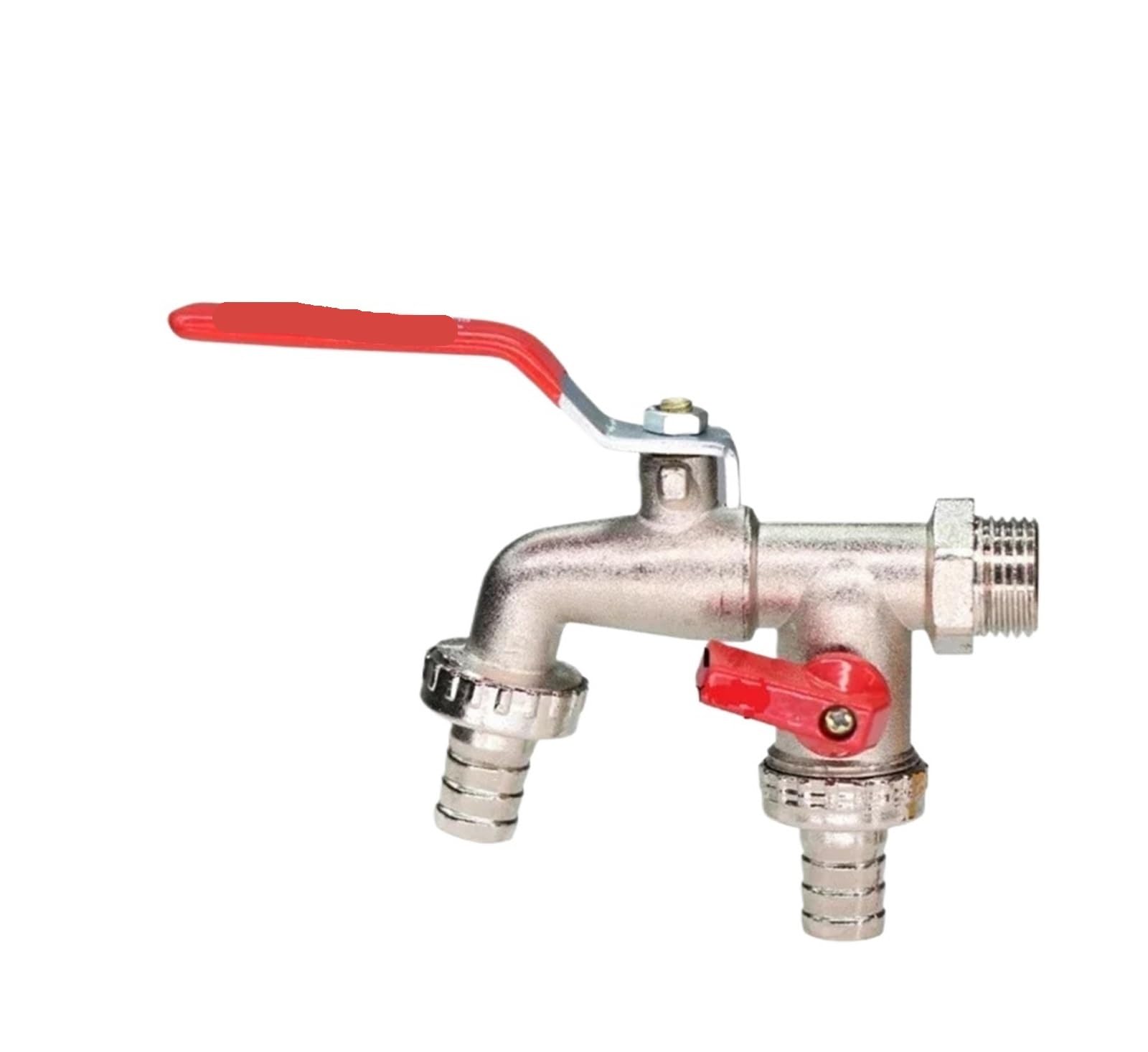 Garden Taps Industrial and Home Irrigation Zinc Alloy Garden Bibcocks 1 Inlet 2 Outlet Bibcock with Dual Nipple and Outdoor Balcony Faucet(Color-01)