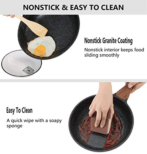 Eslite Life 8 Inch Nonstick Skillet Frying Pan Egg Omelette Pan, Healthy Granite Coating Cookware Chef's Pan, Compatible With All Stovetops (Gas, Electric & Induction), Pfoa Free #TOP3