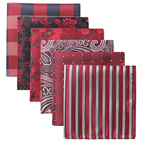 HISDERN 6 Piece Assorted Woven Men's Pocket Square Handkerchiefs Wedding Gift