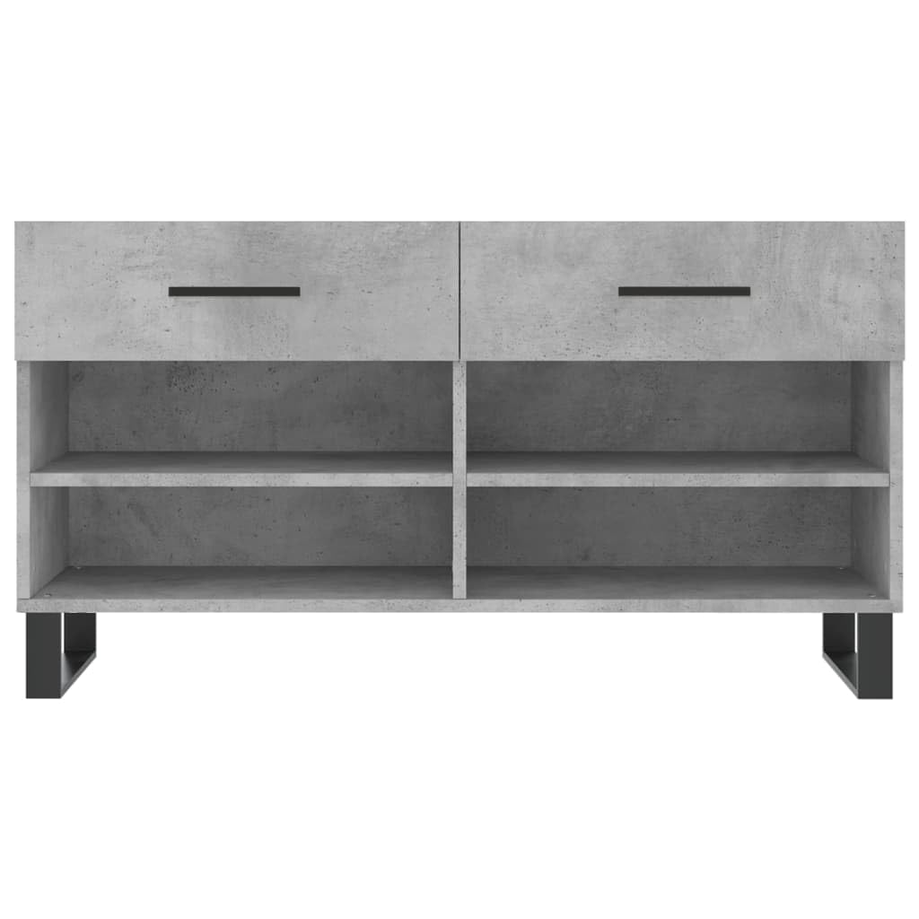 Panca per scarpe in legno composito grigio 2 cassetti 4 ripiani 102x35x55