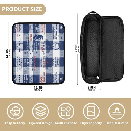 Bolsa de viaje para herramientas de cabello con tapete resistente al calor, diseño doble capa para plancha y accesorios, color azul marino con patrón de cuadros miniatura 4