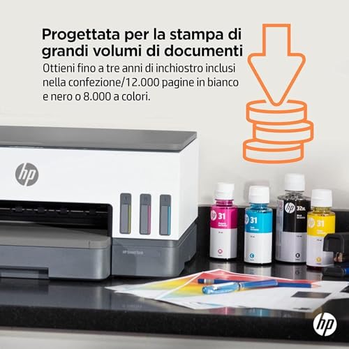 HP Smart Tank Plus 7005 AiO 28B54A, Stampante Multifunzione a Colori, Serbatoio d'Inchiostro ad Alto Volume di Stampa, Fino a 12000 Pagine (Nero) e 8000 Pagine (Colore), F/R Automatica, Wi-Fi , Bianca - 5