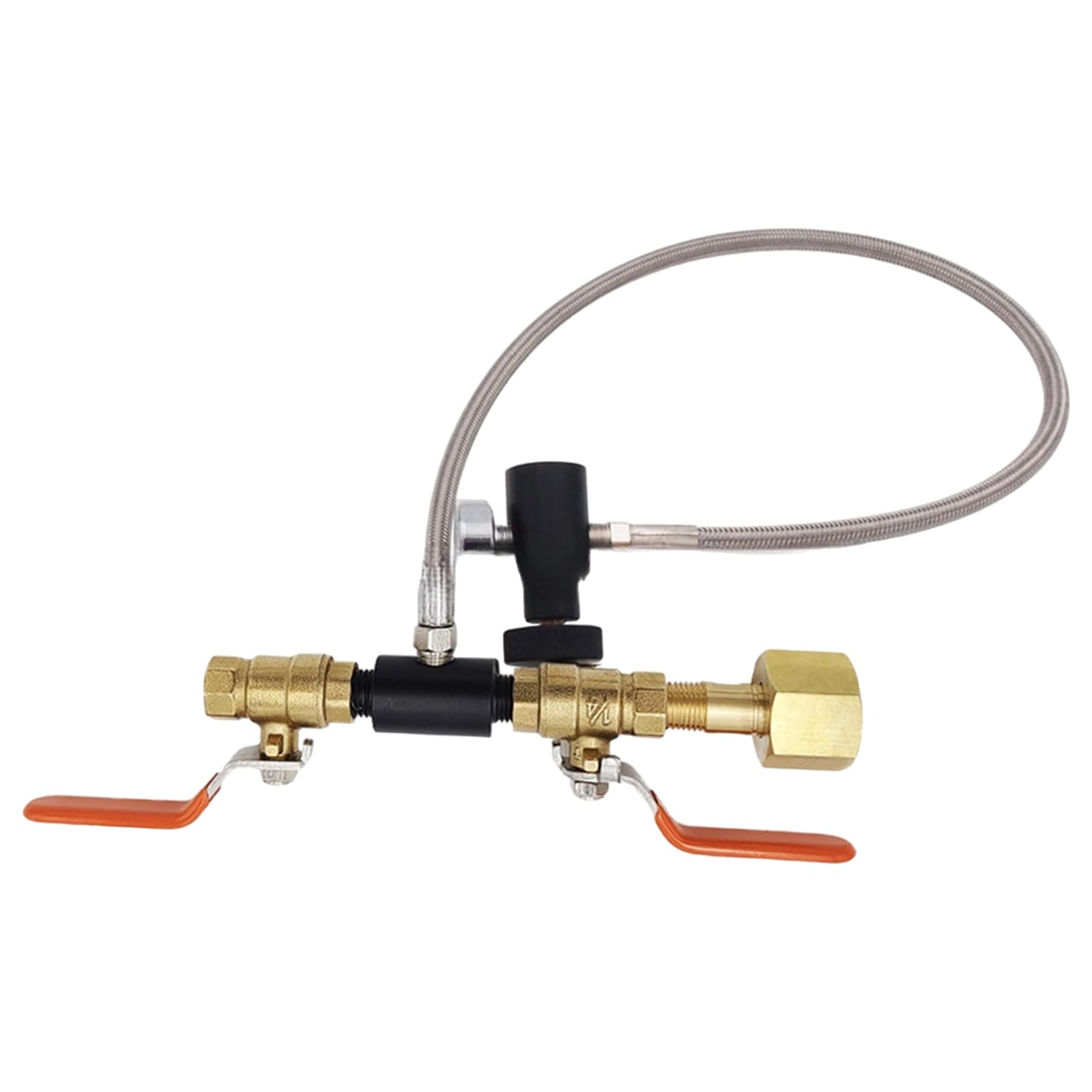 Adattatore di ricarica per bombole di CO2 con tubo intrecciato da 24 pollici e indicatori Valvole di riempimento per serbatoi di CO2 ad alta efficienza per valvole CGA320 Attrezzature per bevande per