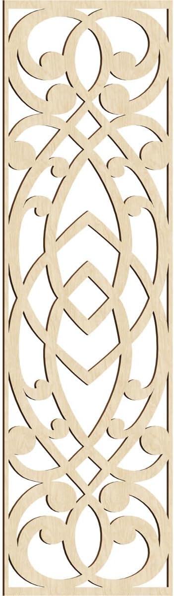 13 3/8"W x 34 3/8"H x 1/4"T Washington Decorative Fretwork Wood Wall Panels, Red Oak