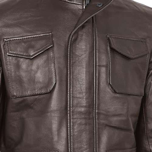 Men's Genuine Black Real Sheep Leather M65 Military Field Jacket