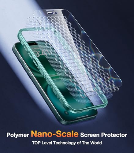 Coque iPhone 16 Plus anti-rayure avec protecteur d'écran et bloc caméra protégé vert