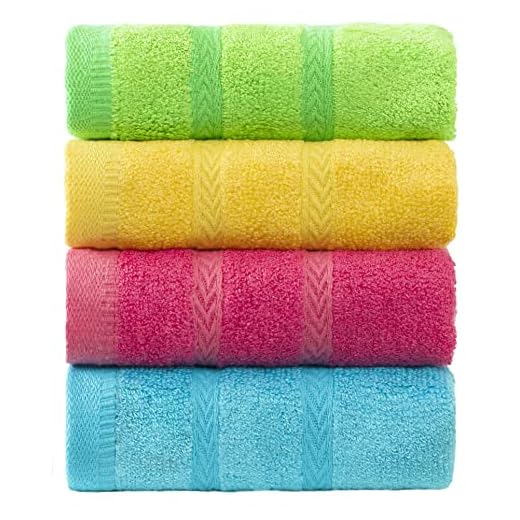 MEMRUI Multicolor Fingertip Towels for Bathroom - Kids Bathroom Decor, 10 x 18 Inches, 4 Pcs in 4 Colors