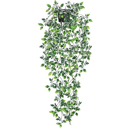 Der Rose 34 Fake Hanging Plant Black Pot for Bathroom Wall Decor