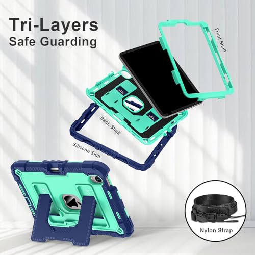 Protection iPad mini 7 2024 antichoc avec béquille intégrée et support stylet bleu - 2