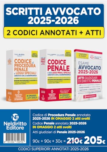  Kit codice penale e codice di procedura penale annotato con la giurisprudenza per l\'esame di avvocato 2025-2026 + Atti di diritto penale 2025