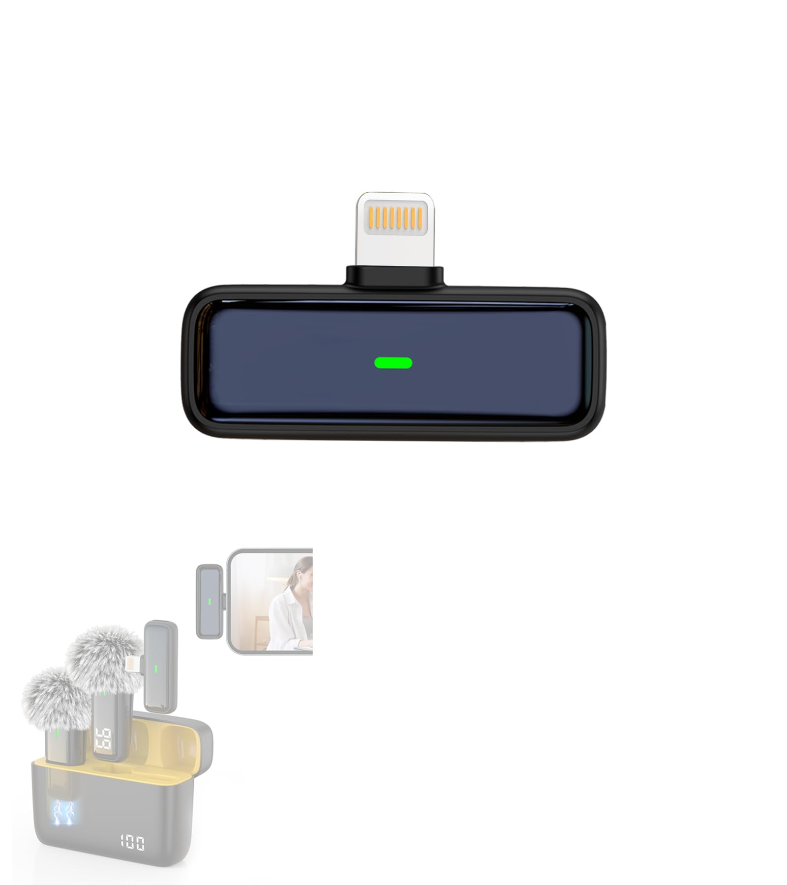 NPTCL Receiver Replacement for Wireless Microphone for iPhone with Charging Case - Lavalier Lapel Microphone Receiver for Older iPhone 14/13/12/11/10