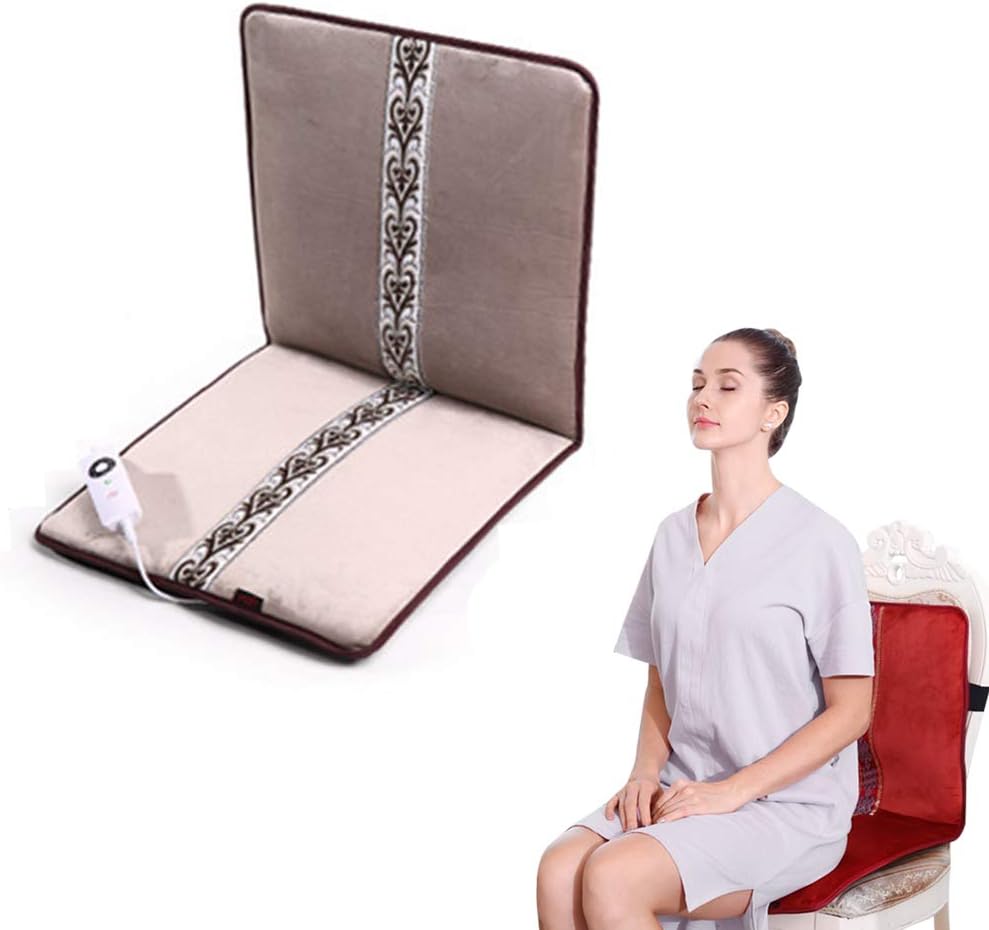 Heated Seat Cushion for Office Chair, Woolala Electric Heating Pad for Back Pain with 5 Temperature Levels Adjustable Controller