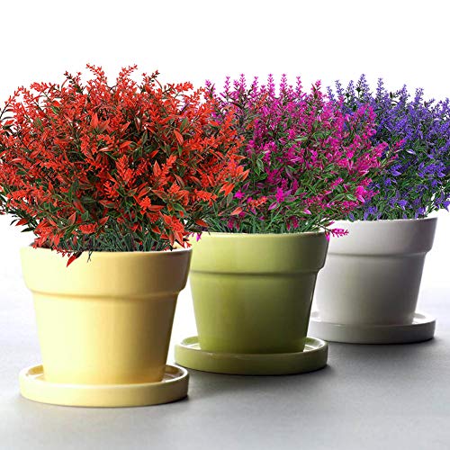 Klemoo Artificial Lavender Flowers Plants 6 Pieces, Lifelike Uv Resistant Fake Shrubs Greenery Bushes Bouquet To Brighten Up Your Home Kitchen Garden Indoor Outdoor Decor(Orange Red) #TOP1