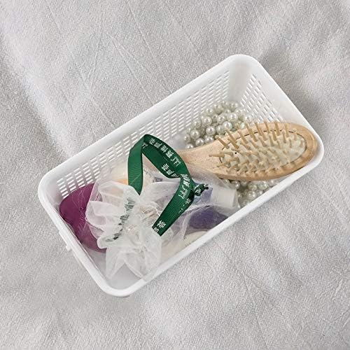 Cadineer 6 Packs Mini Storage Basket with Handles, Plastic Home Baskets, White, F