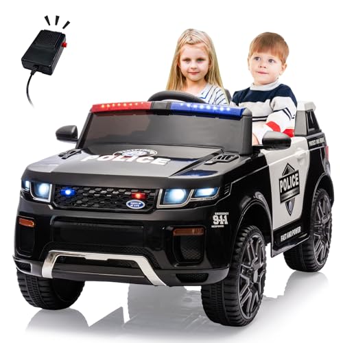GarveeLife 12V Kids Police Ride-On Car with Remote & Lights