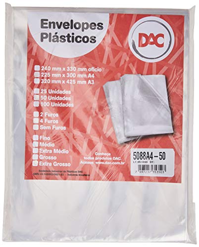 Blister 50 Envelopes A4 Extra Gro.4 Furos, DAC, Blister 50 Envelopes A4 Extra Gro.4 Furos 5088A4-50,