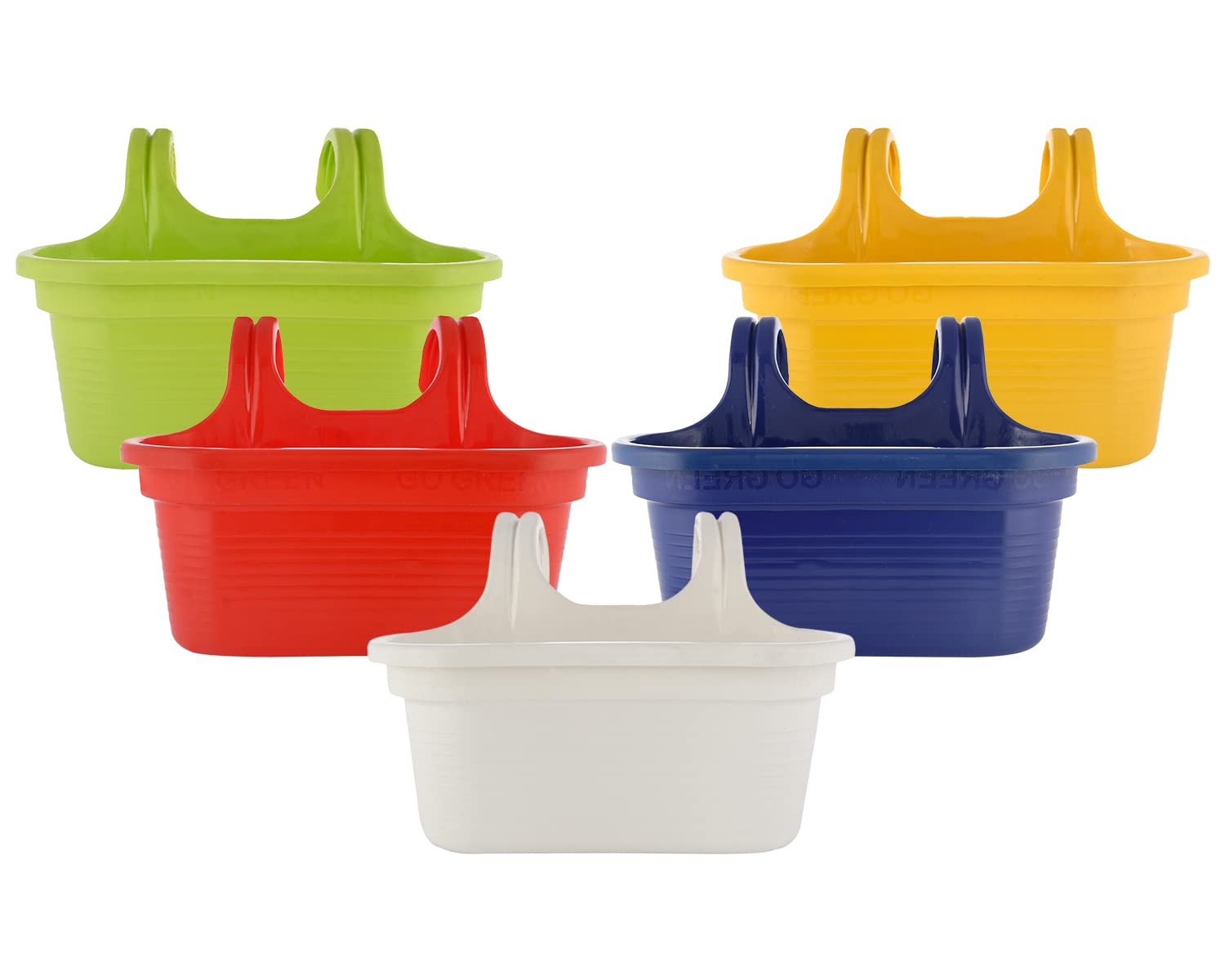 Kuber Industries Hanging Flower Pot|Double Hook Plant Container|Durable Plastic Glossy Finish Pots for Home|Balcony|Garden|12 Inch|Pack of 5 (Multicolor) (B0BP76MP11) Amazon Price History, Amazon Price Tracker