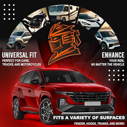 Image of Samurai Emblem, Custom 3D Car Badge - Universal Exterior Accessories for Car, Truck, SUV, Motorcycle (Set of 2) (Orange)