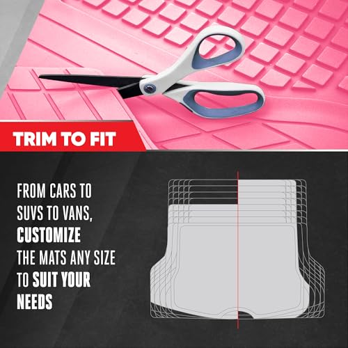 Image of MotorTrend FlexTough Rear Cargo Mat - Heavy-Duty Trimmable Rubber Trunk Mat, Universal All-Weather Cargo Liner for Cars, SUVs & Trucks, Flexible Non-Slip Automotive Floor (Pink)