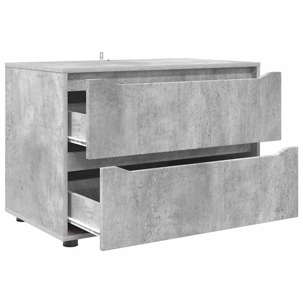 Armadio portaoggetti, grigio cemento, 80 x 48 x 57 cm, cassettiera in legno con cassetti, moderno armadio portaoggetti per soggiorno e camera da letto, credenza con piedini stabili