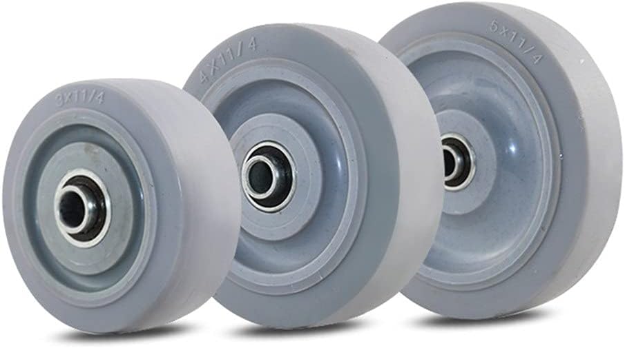 Rubber Hand Truck Wheel 3 Size Flat Free Solid Rubber Replacement Tire for Hand Truck, Cart, Power Washer, Dolly, Compressor(5 inches)