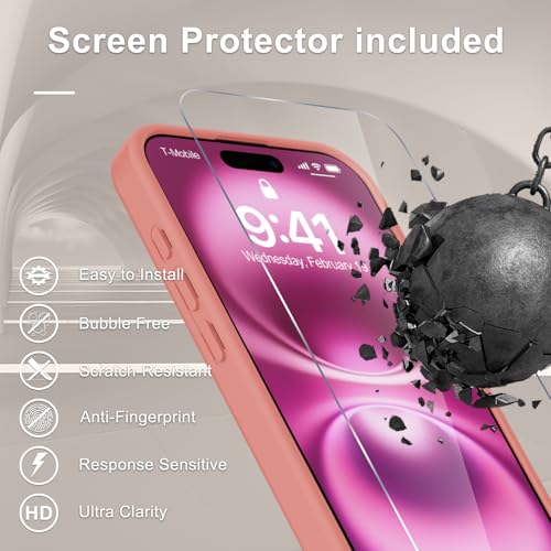 Image of YENAPOON for iPhone 17 Case, Matte Magnetic Phone Cover [with 1 Screen Protector] [Support for MagSafe] [Shockproof Military Grade Protection] Translucent Frosted Back, Pink