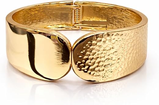 GC PREMIUM JEWELLERY Gold Plated Broad Bracelet for Women &amp; Girls | Western Style Glossy &amp; Textured Cuff Bracelet | Premiu...