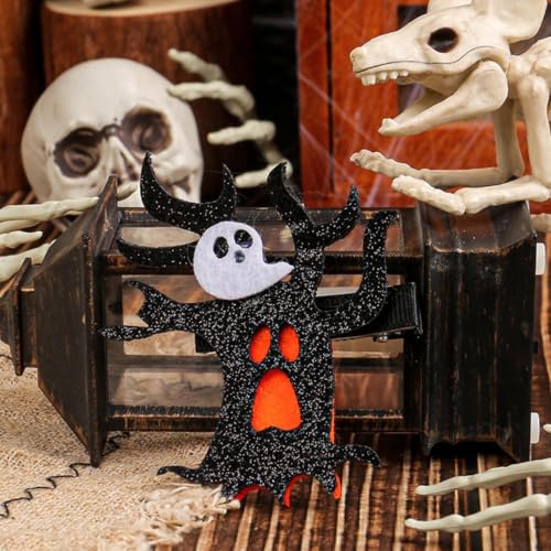 3 Inch Glitter Sugar Skull Spider Pumpkin Hair Clips for Costume Party - image 6