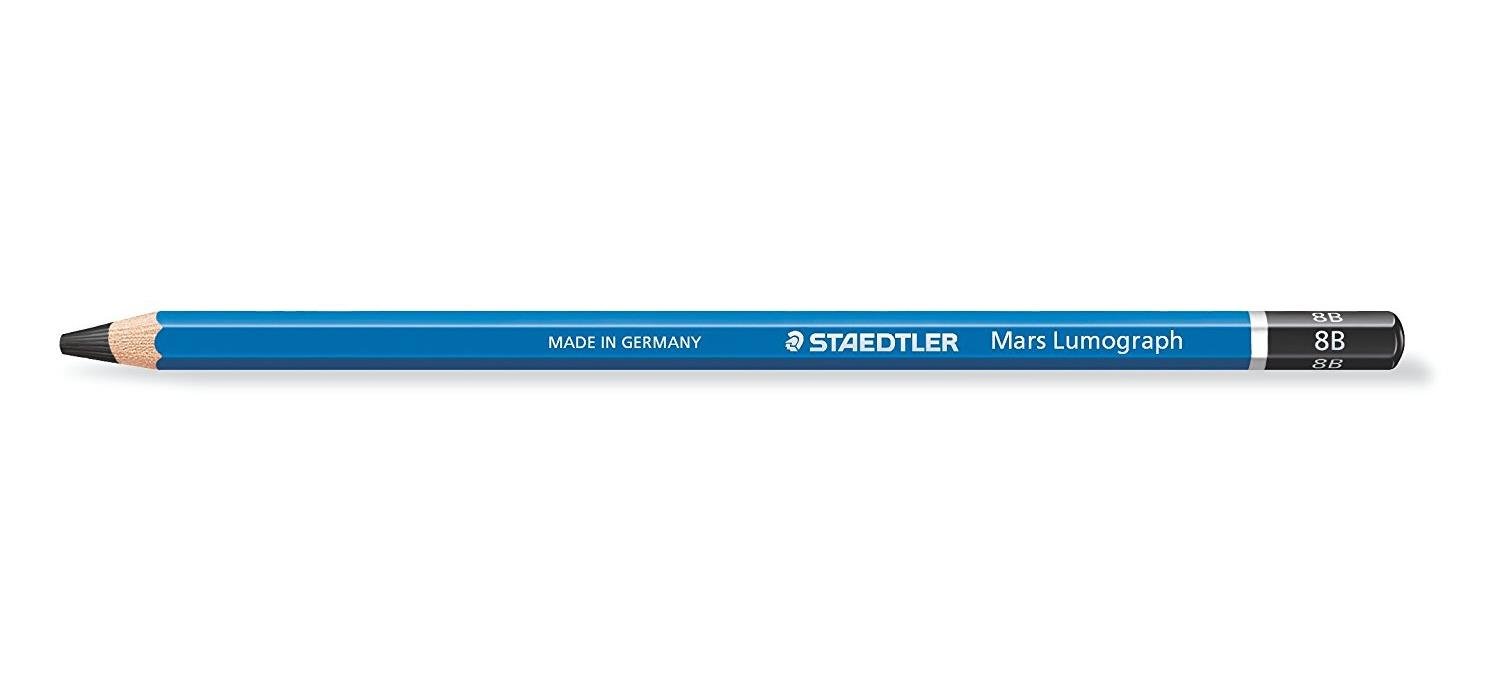 Staedtler Mars Lumograph Pencils Pack of 3Blue Lacquer 1002mm 8B